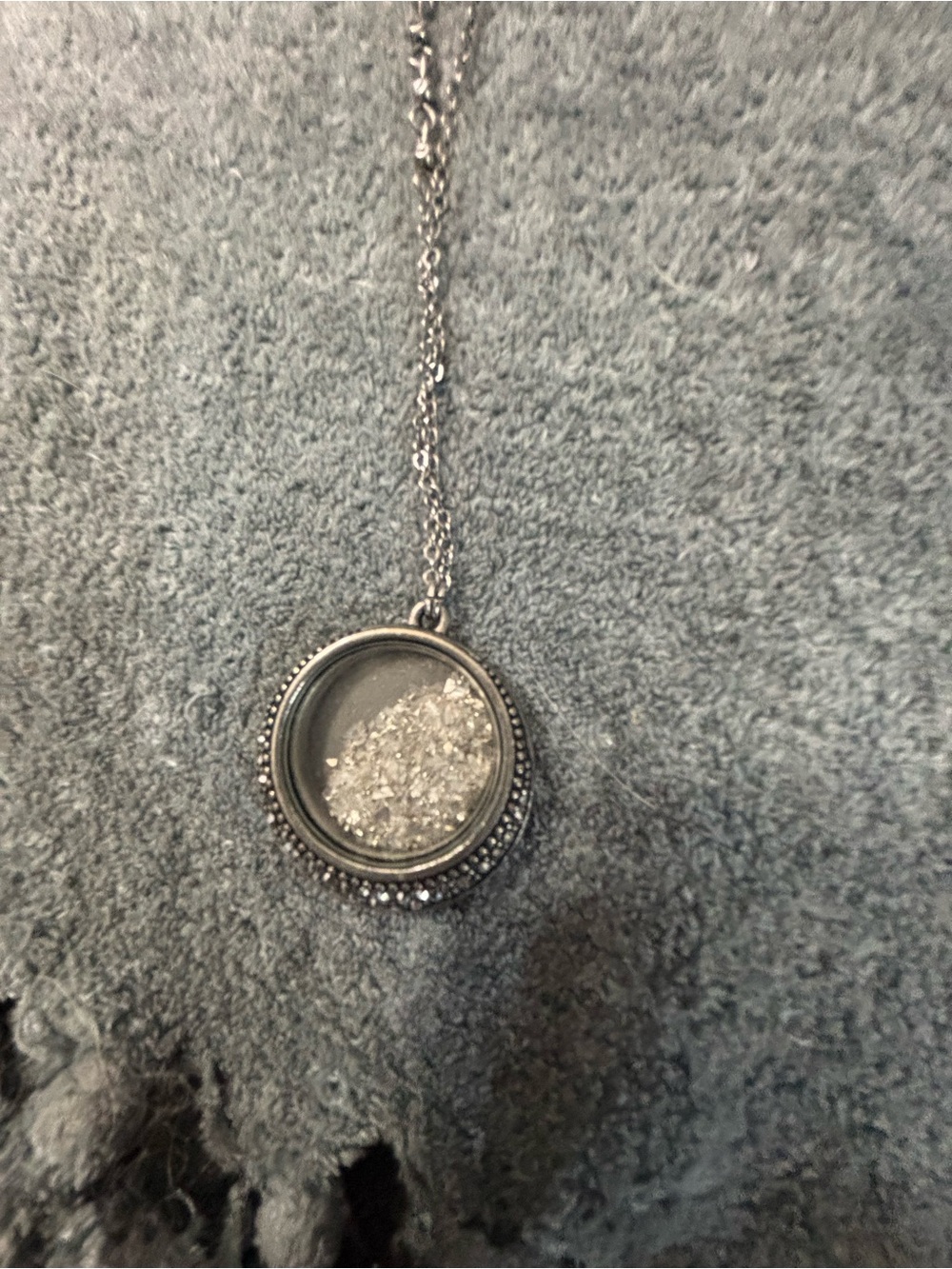 aerie Silver-Tone Round Crystal Locket Necklace